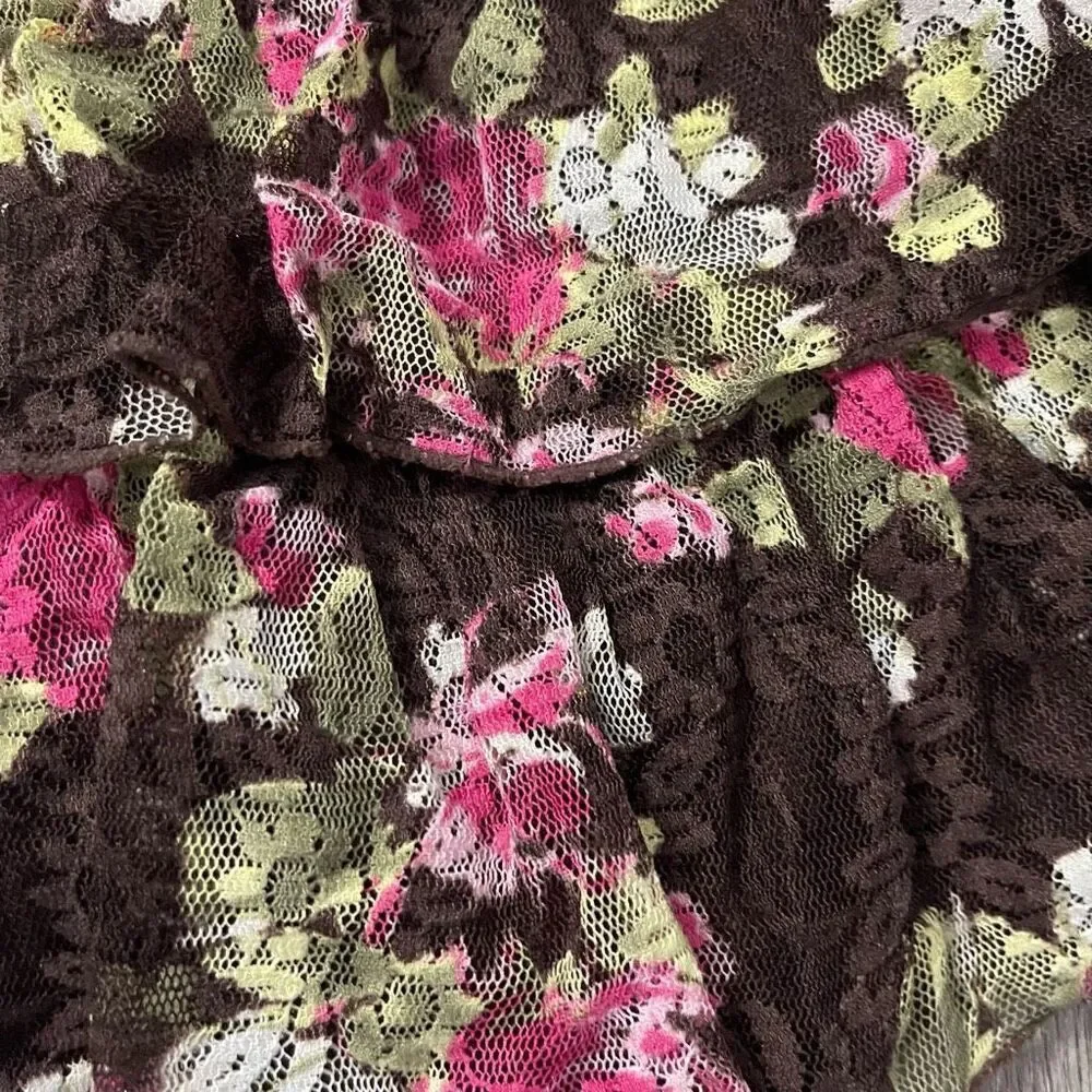 Justice Girl’s Brown Pink Floral Lace Pull-On Tiered Skater Skort Size 6